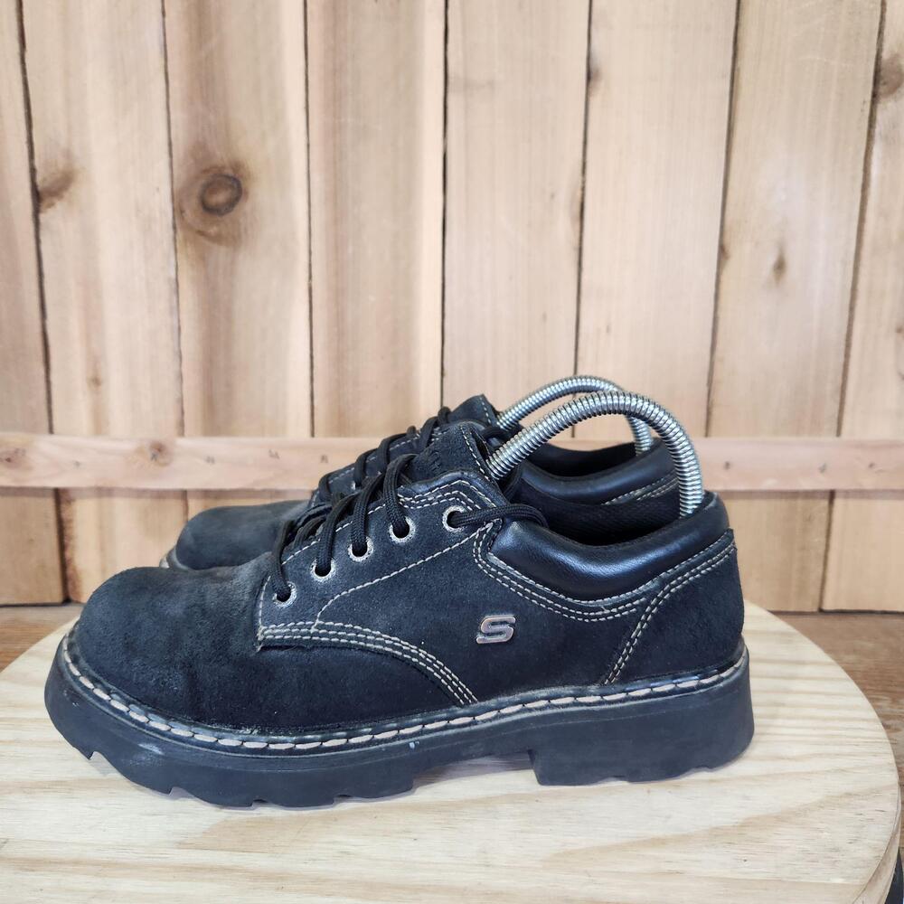 Skechers Parties Mate Oxford Shoes Womens 8 38 Black Leather Comfort Walking